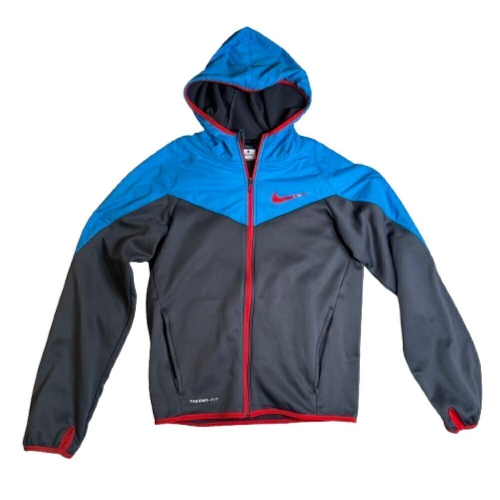 NIKE Therma-Fit Full Zipper Jacket Hoodie Size S Teal Orange #1416-6